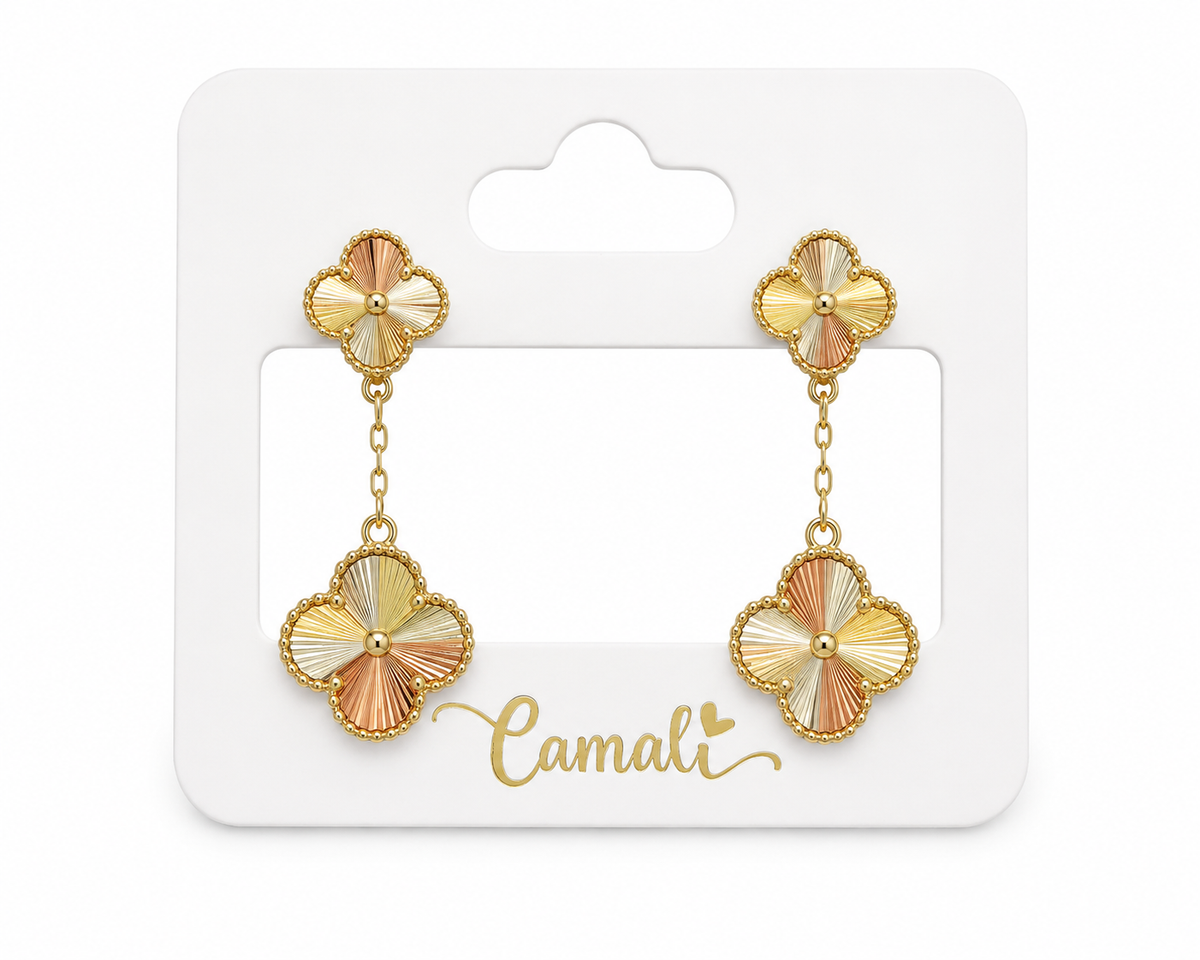 18k gold dangling clovers (8-12mm) 2.86g