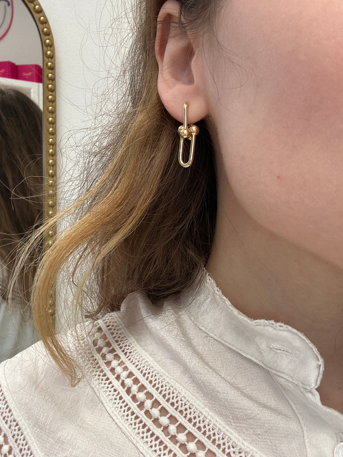 18K Gold Hardware Earrings, Large, 3.54g