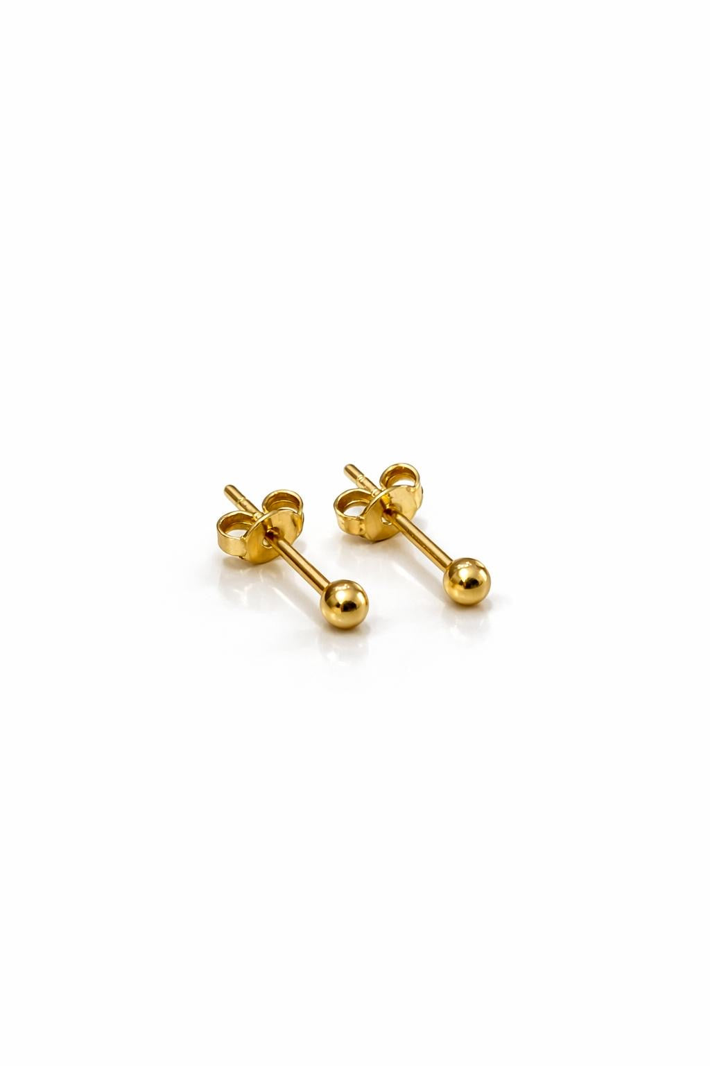 18k gold small balls studs, 2.5mm, 0.80g