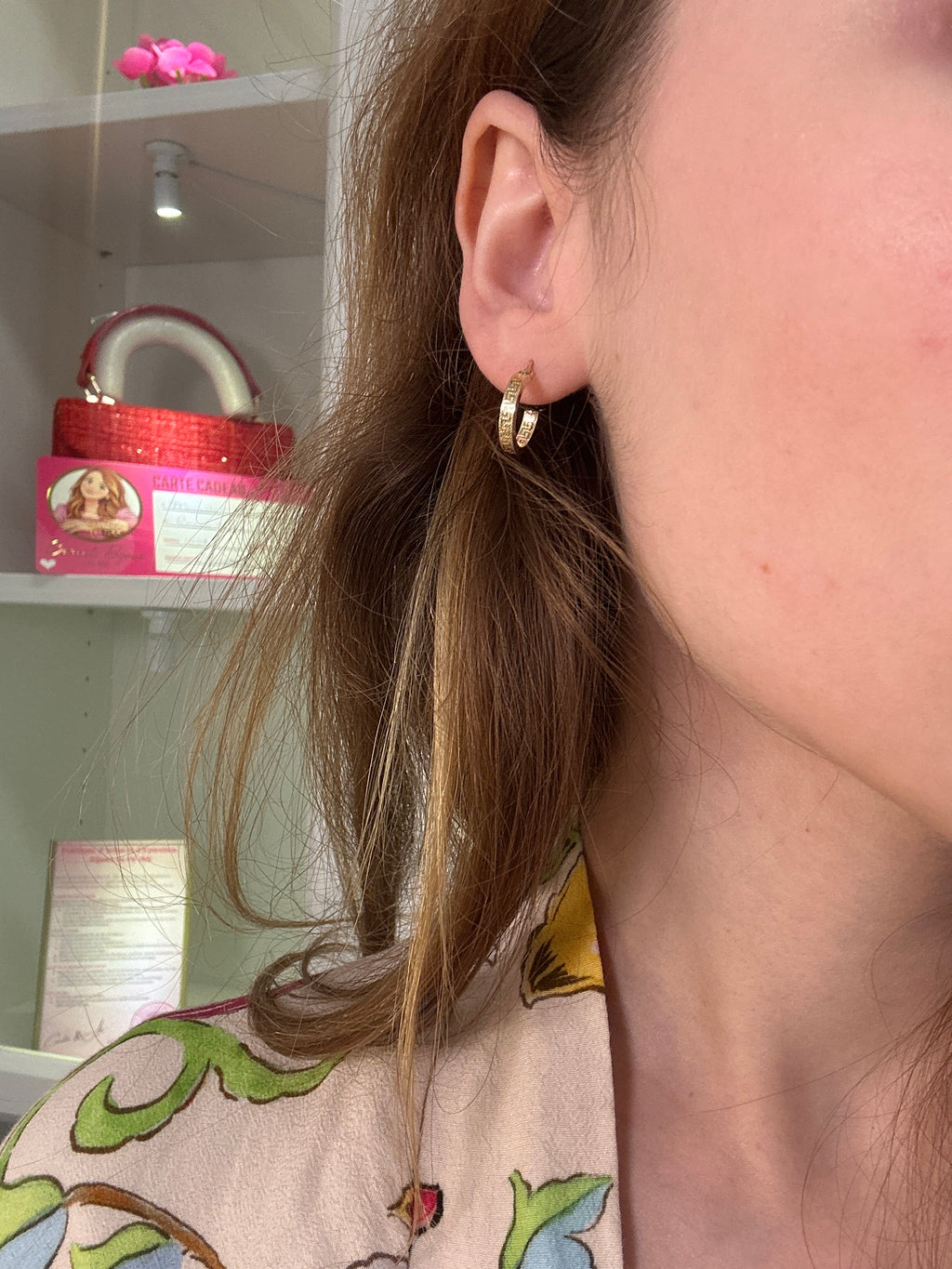 18k gold small hoops, Greek style, 13mm, 0.96g