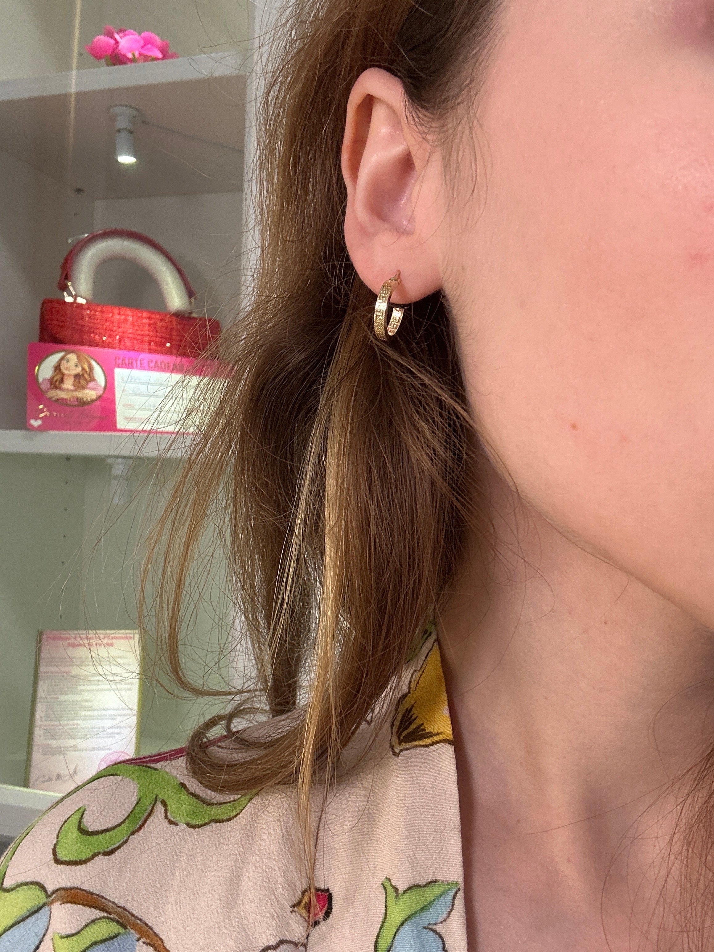 18k gold small hoops, Greek style, 13mm, 0.96g