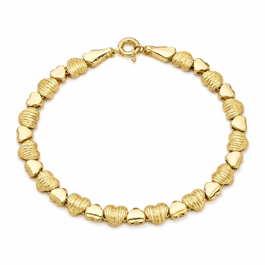 18k gold hearts bracelet, half mate, 18cm, 5.65g