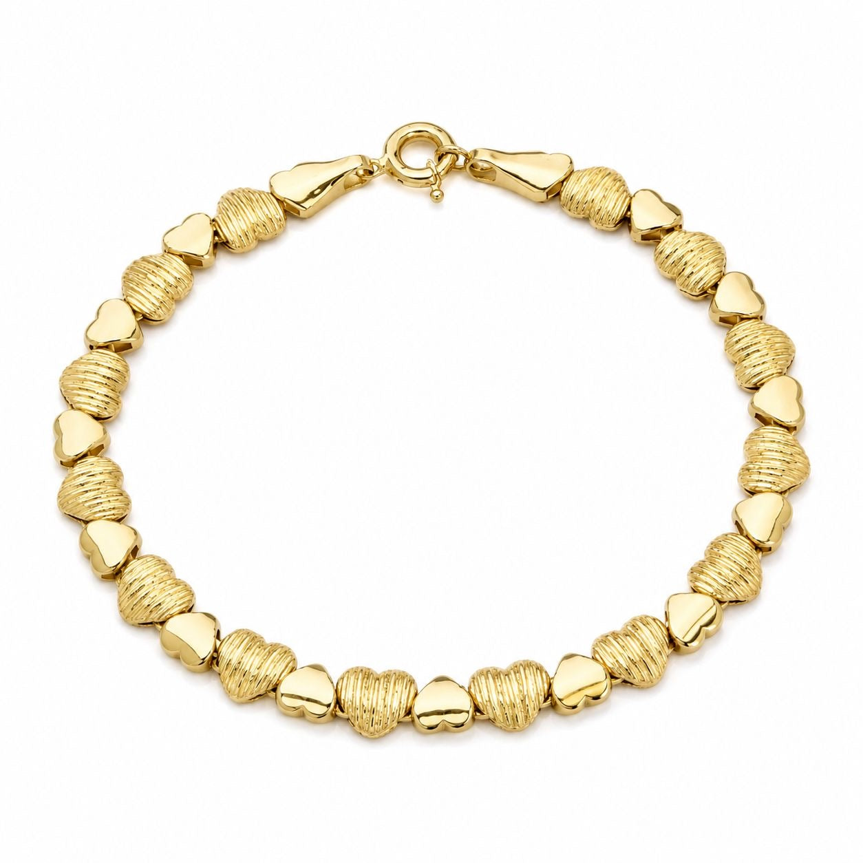 18k gold hearts bracelet, half mate, 18cm, 5.65g