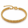 18k gold beaded bangle, double layer, adjustable 16 to 20cm, 11.17g