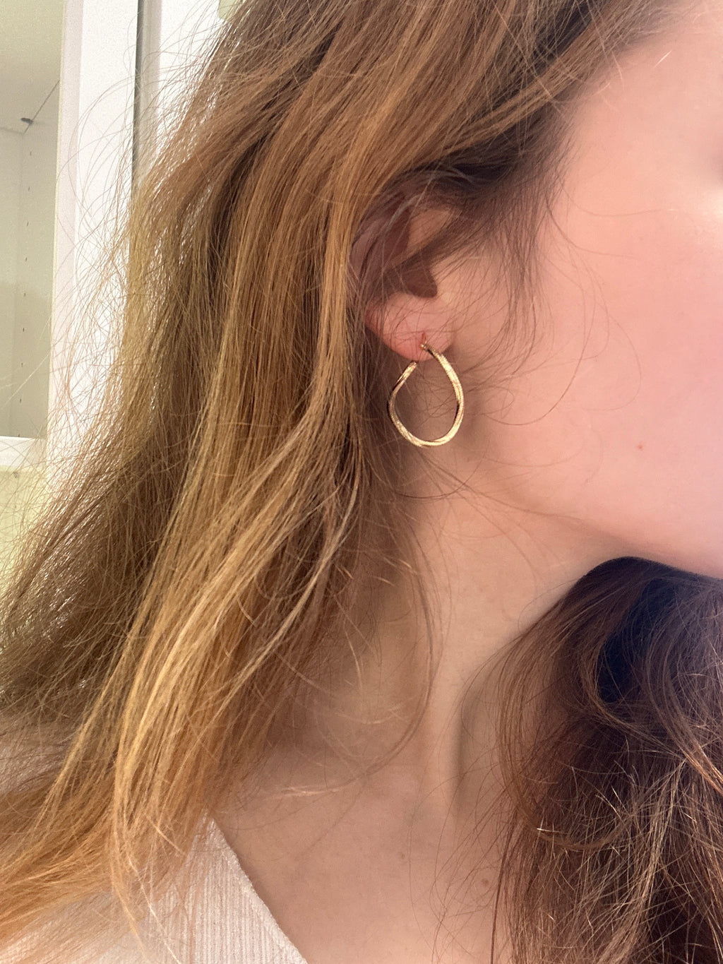Créoles mi-torsadées en or 18K, 30 mm, 1,34 g