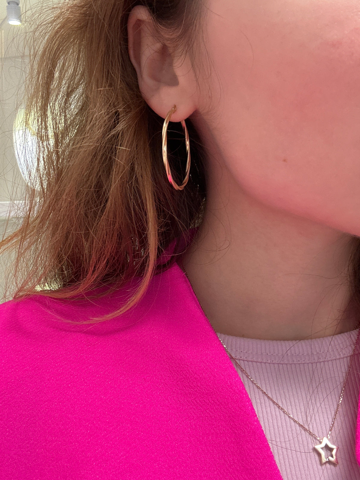 18k large gold twisted loops, 35mm, 1.83g