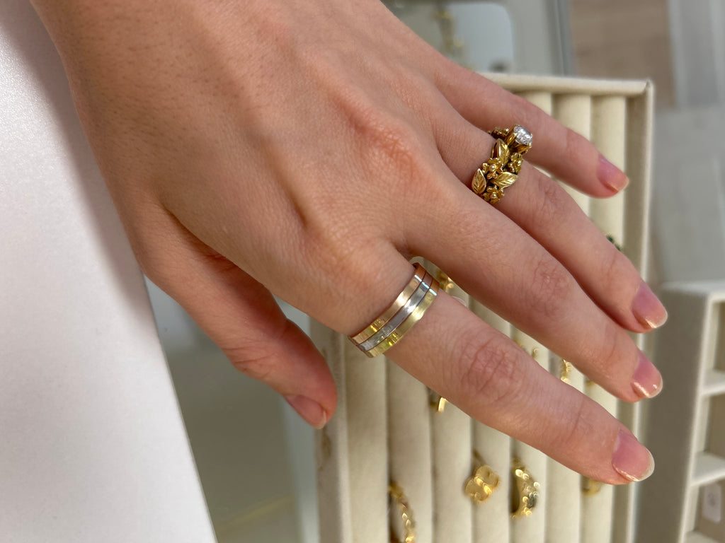 Bague Love tricolore en or 18K, taille 50 (9.5 US), 2,30 g