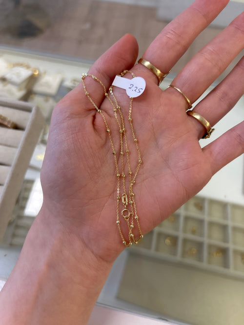 18k gold beaded chain, 2.25g, 45cm