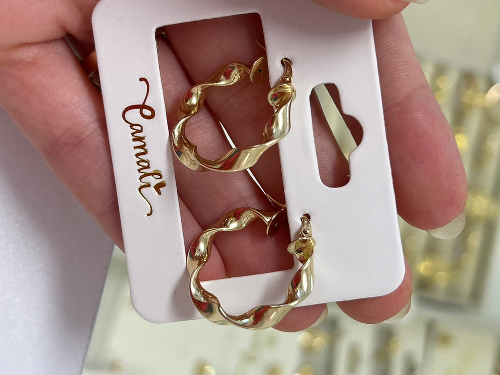 18k gold twisted hoops 23mm, 2g
