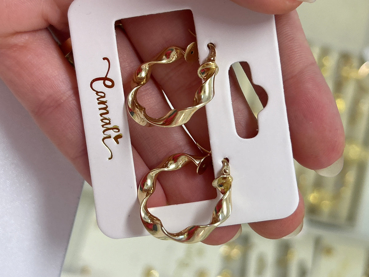 18k gold twisted hoops 23mm, 2g