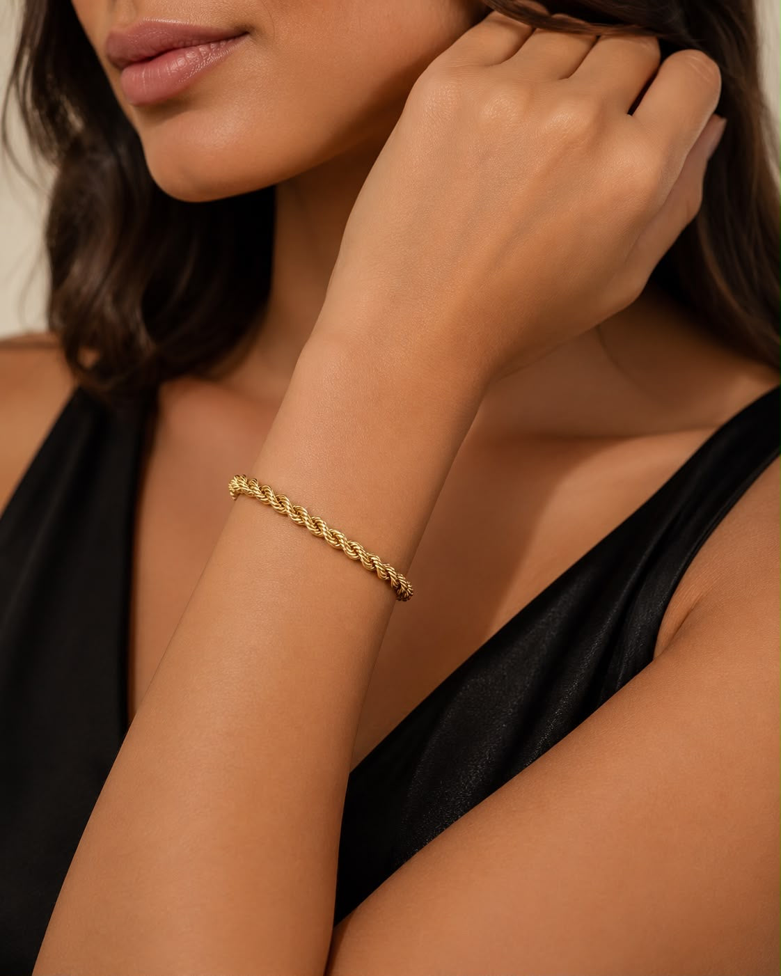 18k gold rope bracelet, 19cm, 3.32g