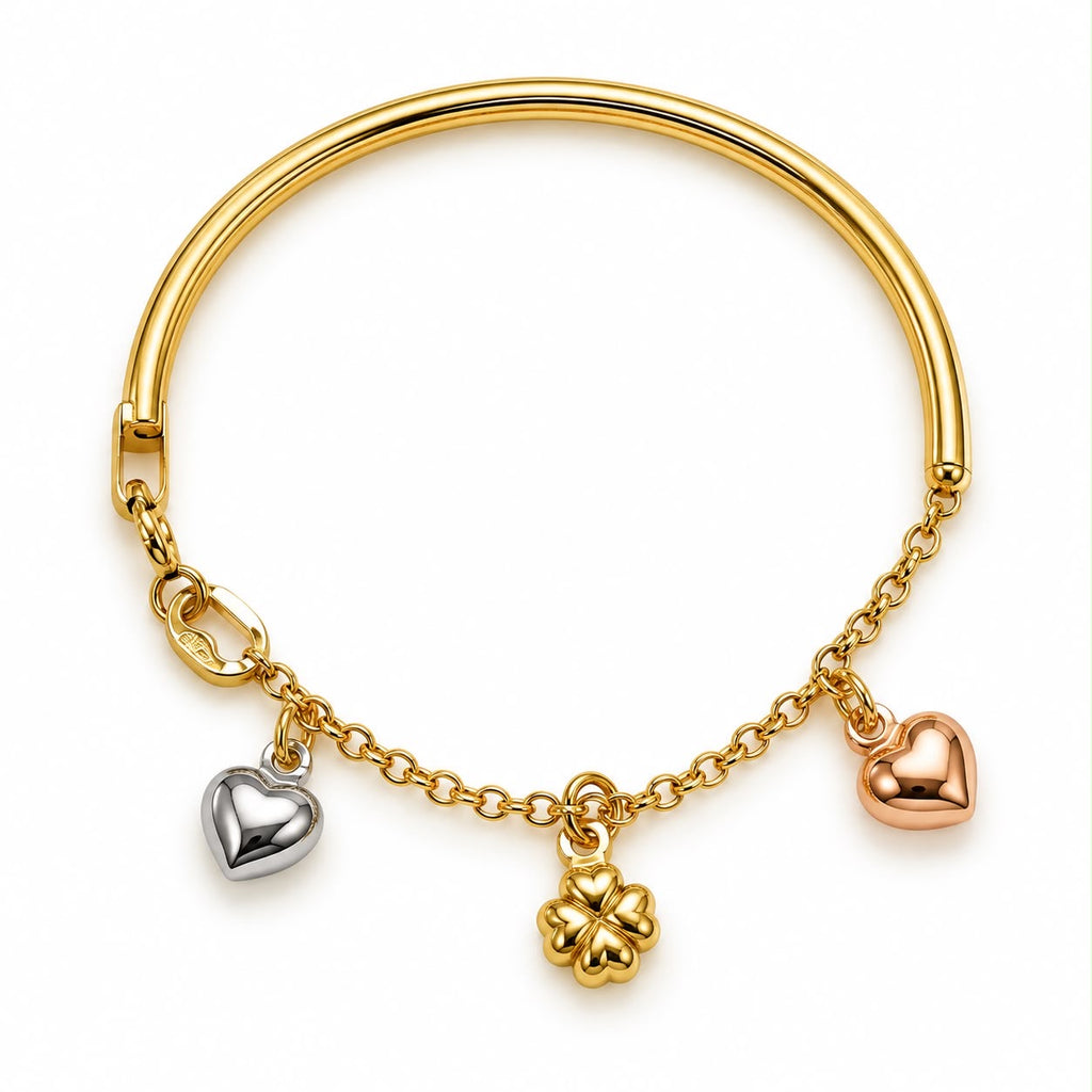18k gold tritone baby / kid bangle, 3.57g