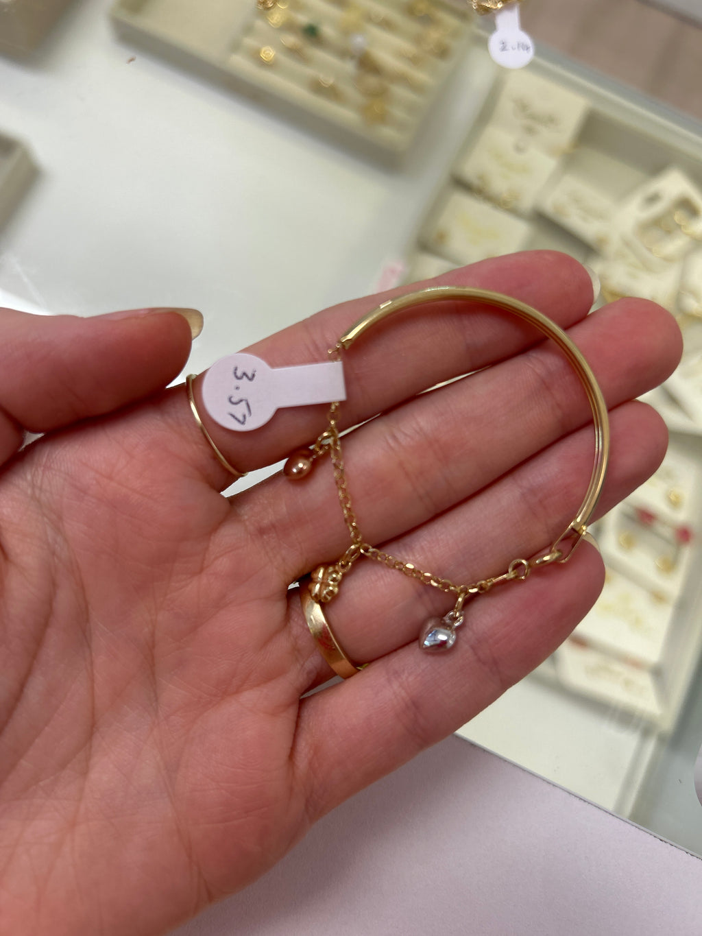 18k gold tritone baby / kid bangle, 3.57g