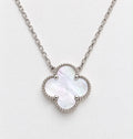 Collier trèfle en or blanc 18 carats, 15 mm, 40-45 cm, 2,62 g