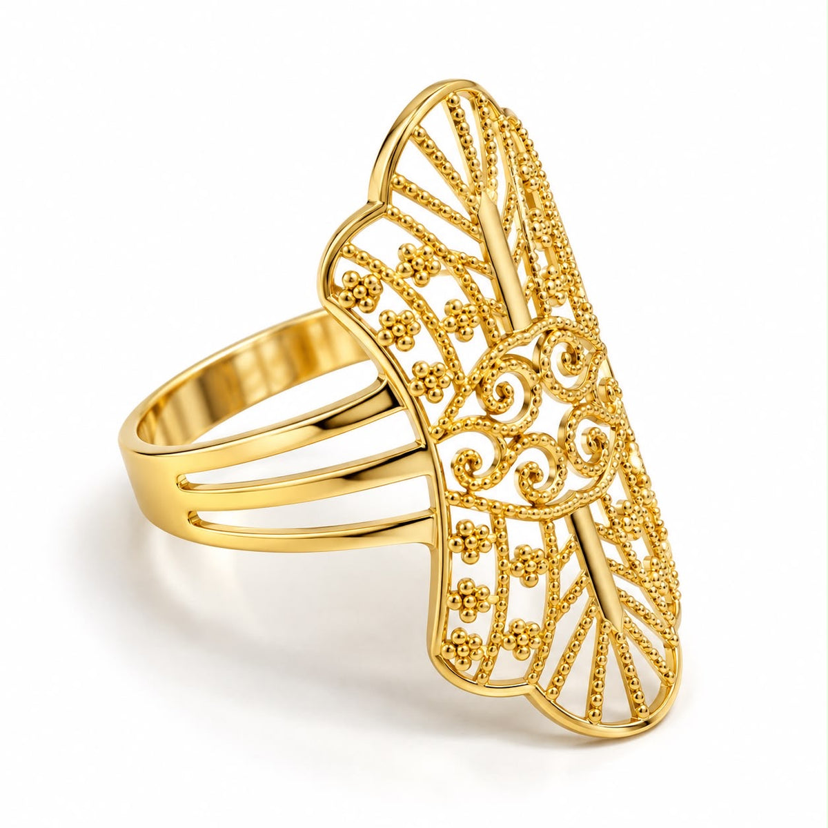 18k gold power ring, size 8, 1.86g