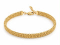 18k gold diacut beaded adjustable 3 layers bracelet, size 16-18, 8.51g