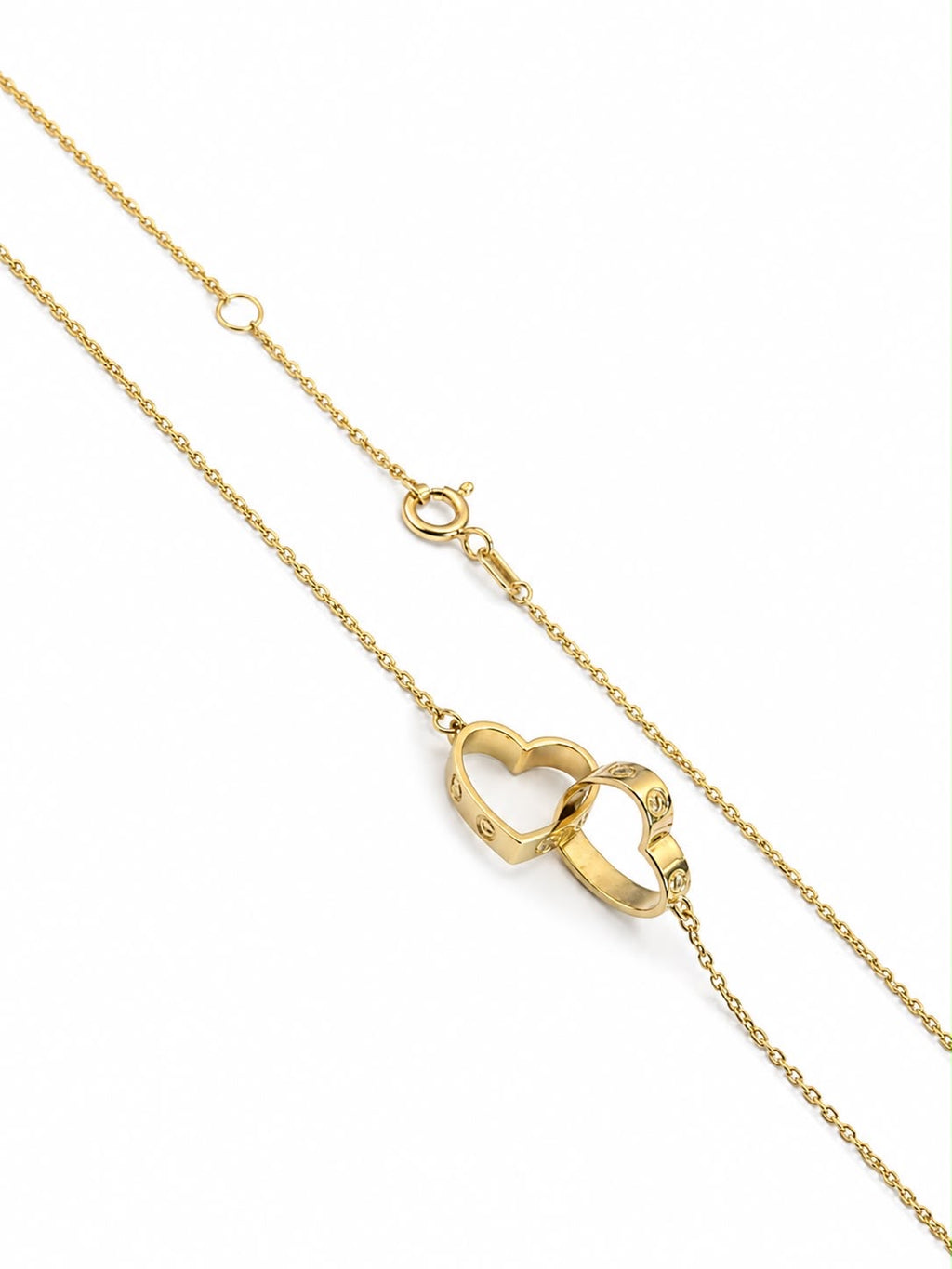 18k gold interlock hearts necklace, 2.99g, 40-45cm (adjustable)