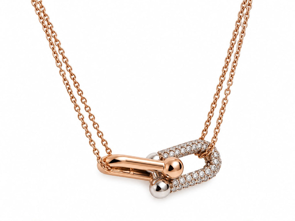18k rose gold hardware style necklace, pre-owned but excellent condition, 50cm, 6.24g