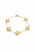 Bracelet d’or 18k, cinq trèfles de 8mm (petit), 17-19cm, 3.11g image 0