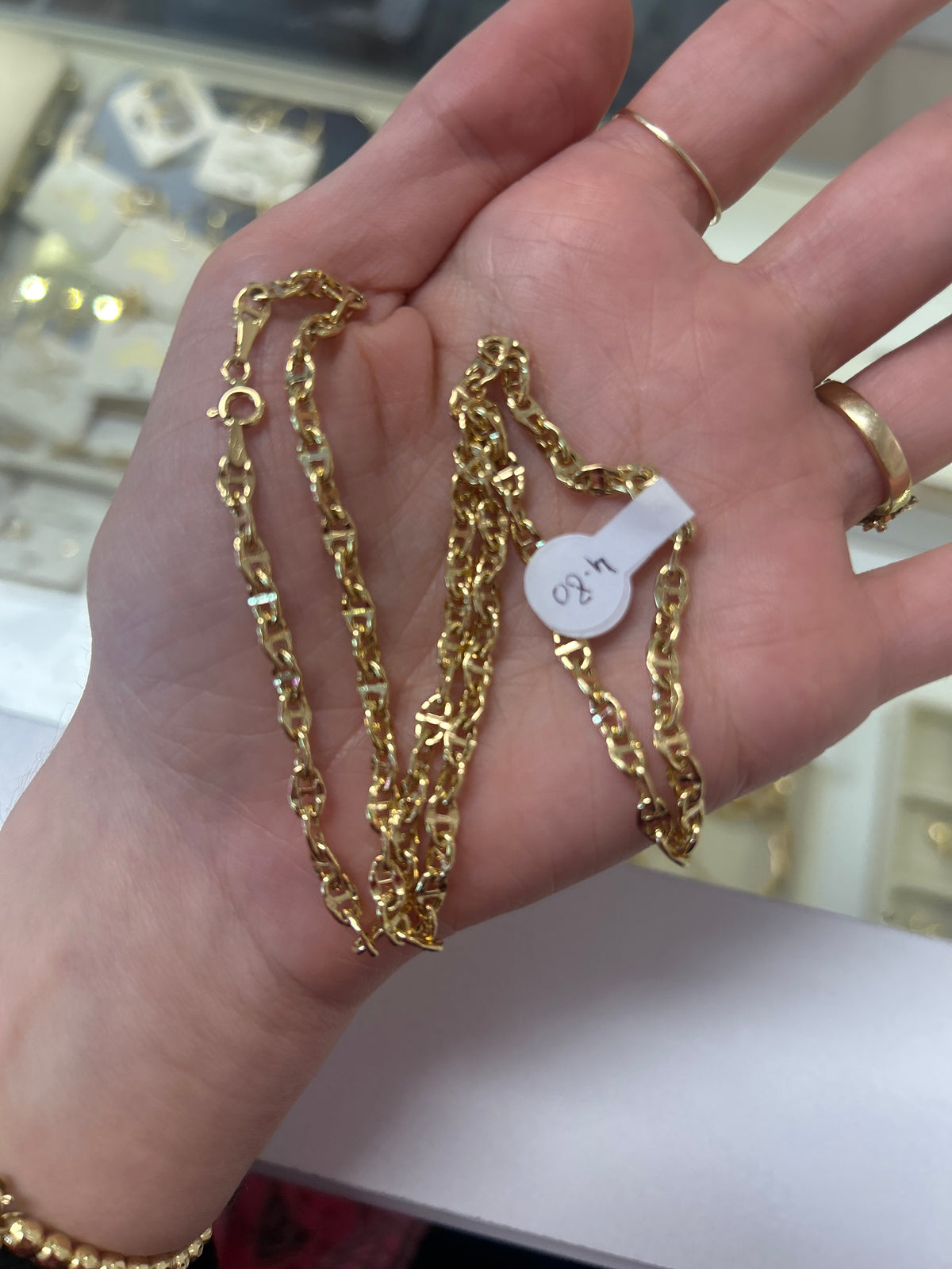 18k gold coffee beans chain, 45cm, 4.80g