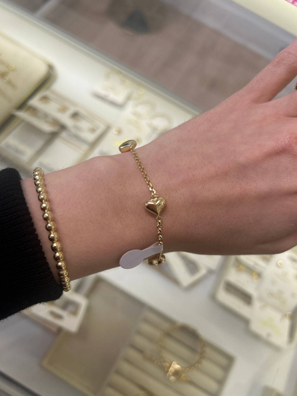 18K Gold 4 Hearts Tauco Bracelet, 17.5-19cm, 4.02g