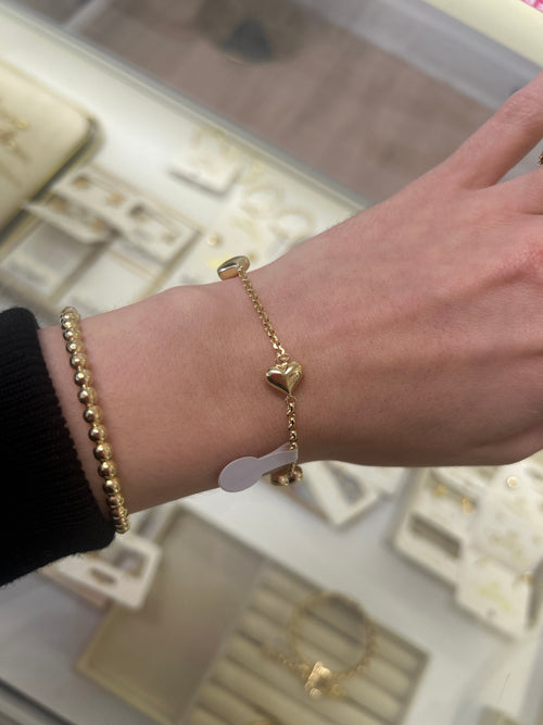 18K Gold 4 Hearts Tauco Bracelet, 17.5-19cm, 4.02g