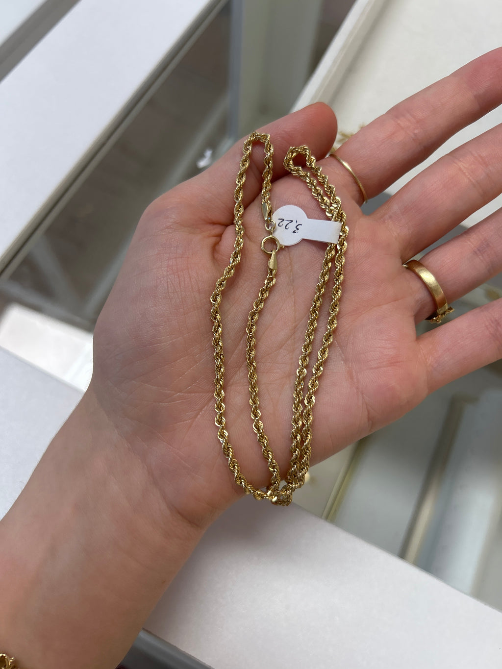 Chaîne corde en or 18 carats, 45 cm, 3,22 g