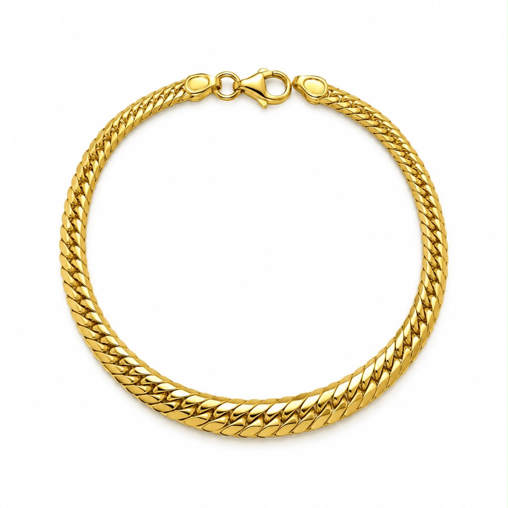 18k gold set of cobra chain (45cm, 4.79g) and bracelet (3.20g, 19cm) total of 7.99