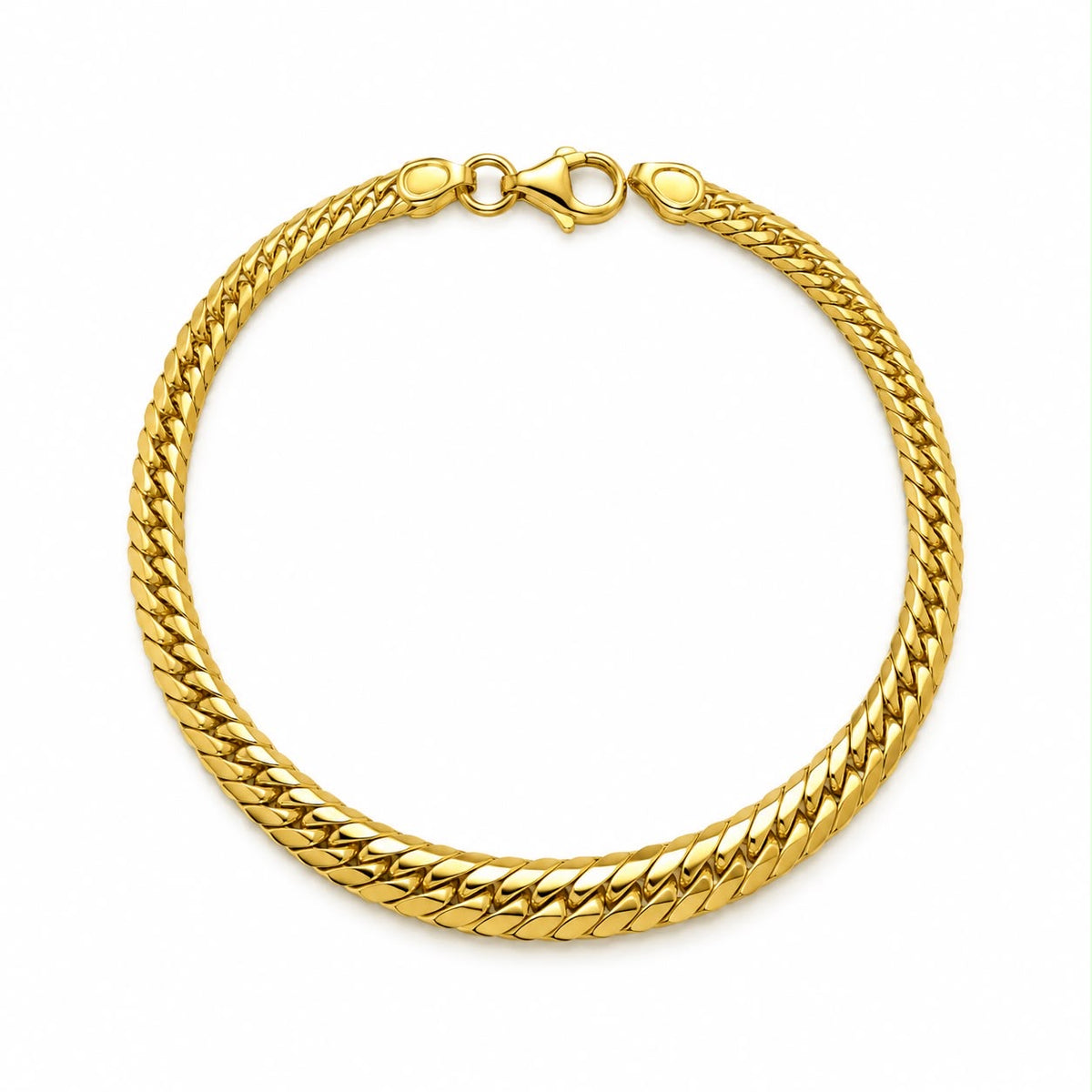 18k gold set of cobra chain (45cm, 4.79g) and bracelet (3.20g, 19cm) total of 7.99