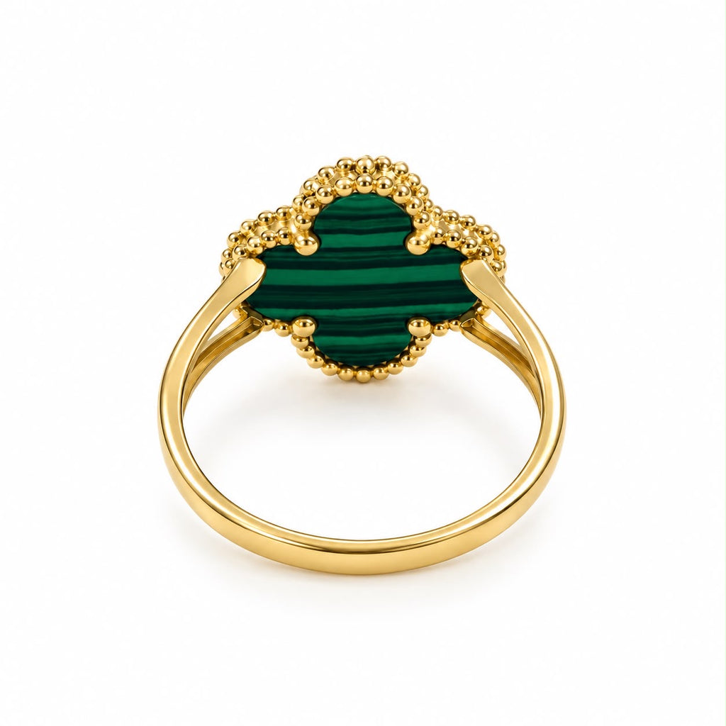 Bague en or 18 carats avec malachite, taille 7,5, 2,25 g
