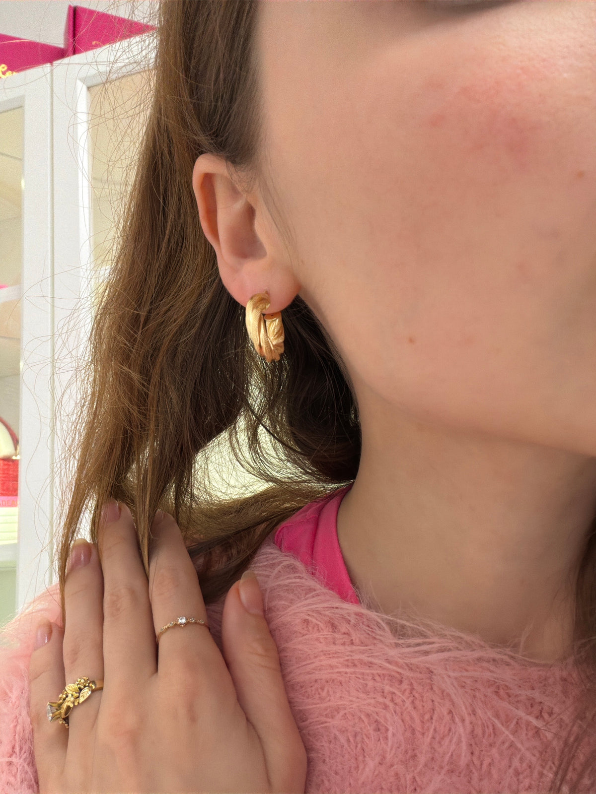 18k gold twisted hoops, 18mm, 2.79g