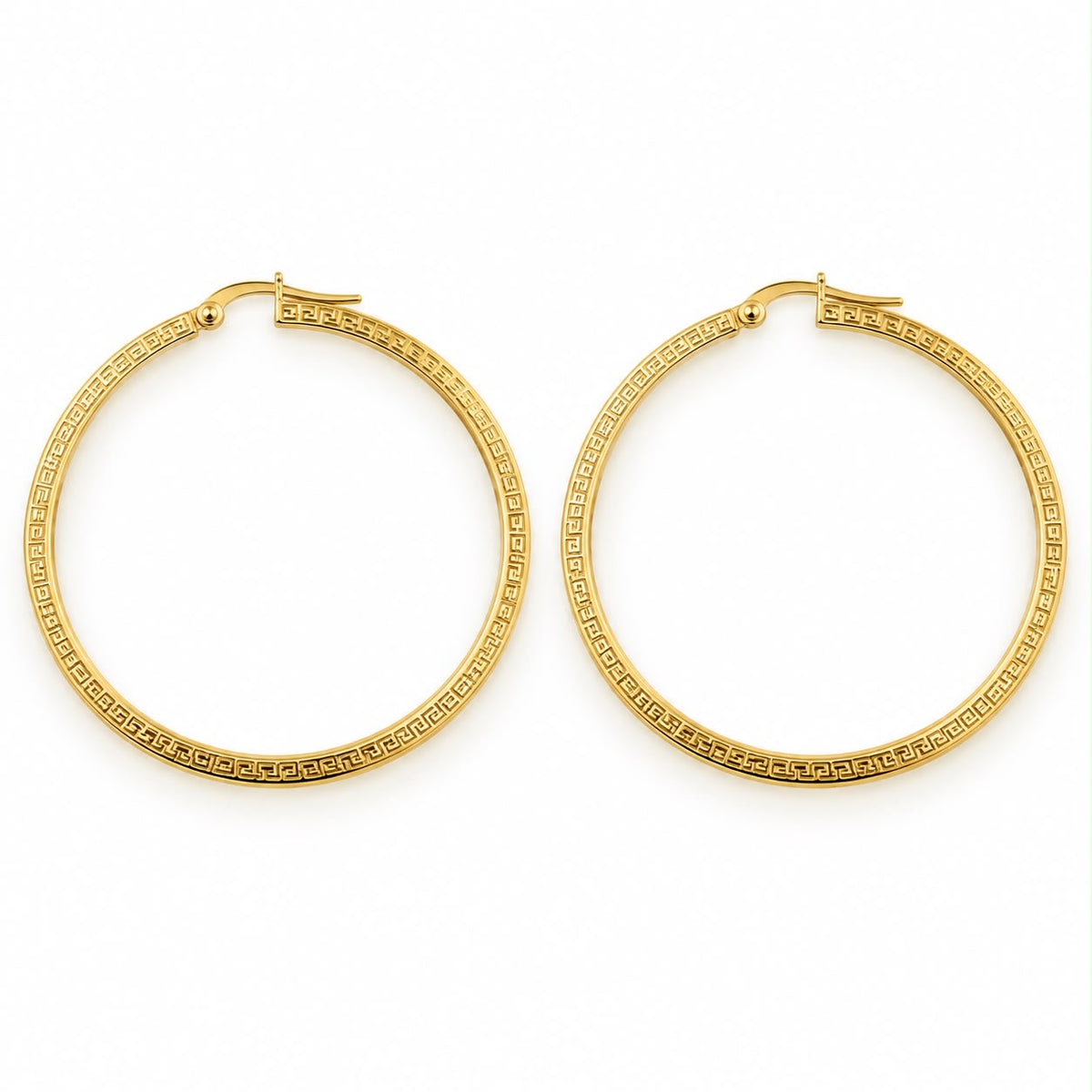 Grandes créoles en or 18K style grec, 2,36g