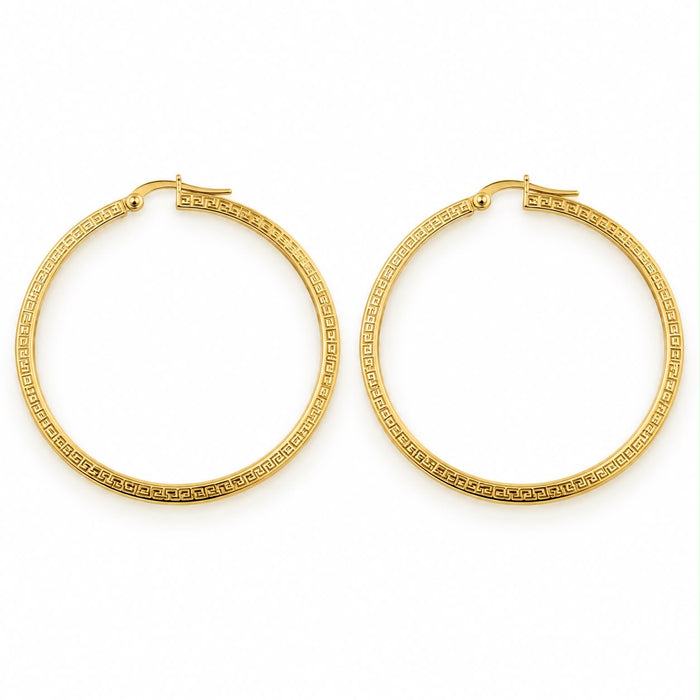 Grandes créoles en or 18K style grec, 2,36g