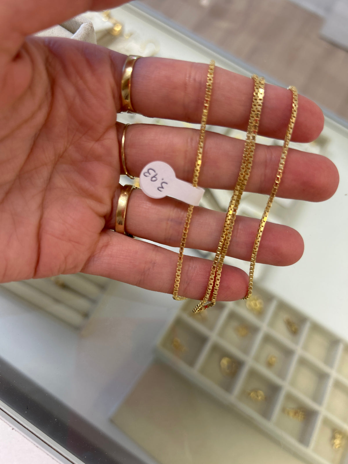 18k gold box chain, 50cm, 3.93g