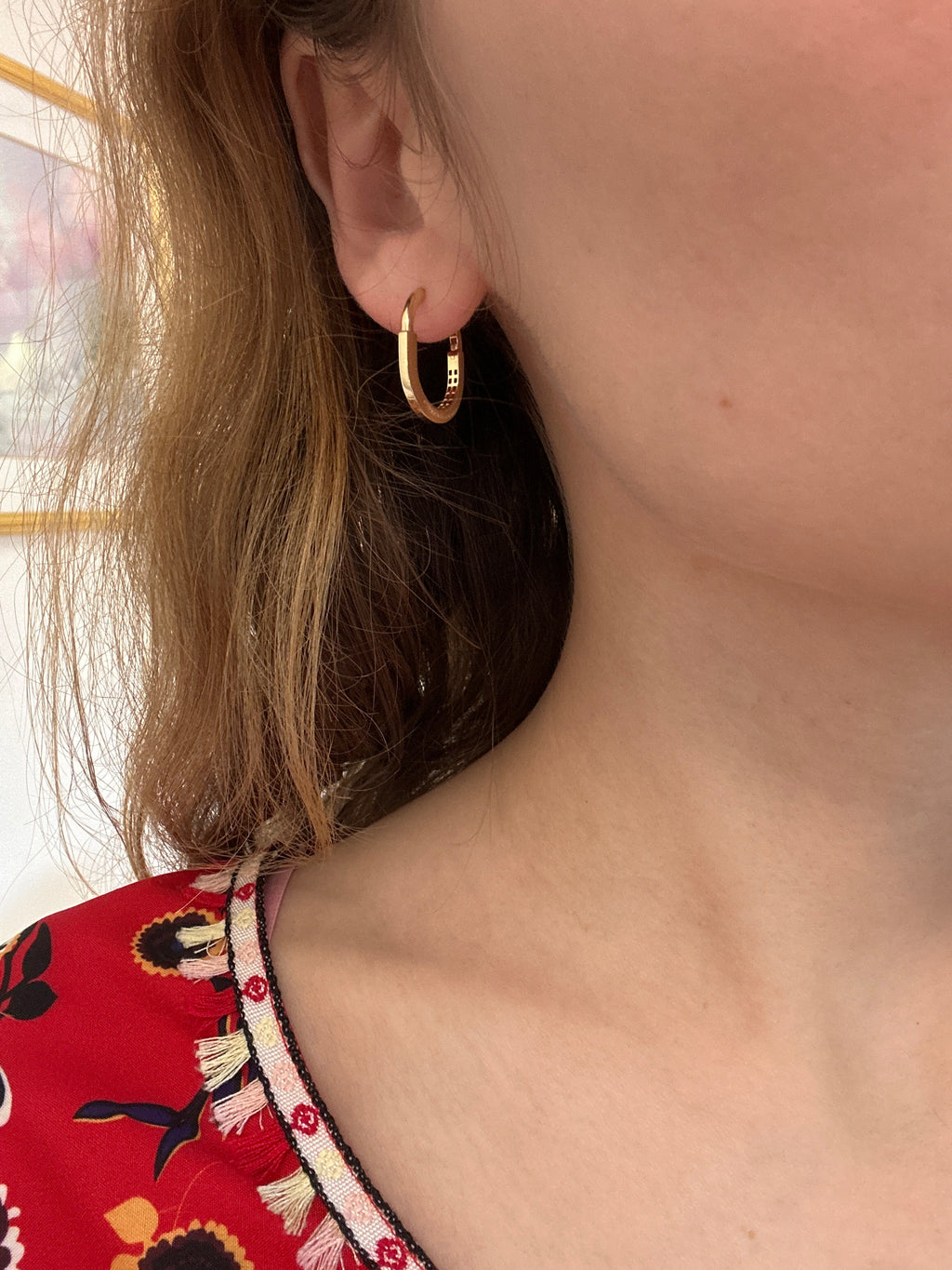 18k gold lock earrings, 15x20mm, 2.83g