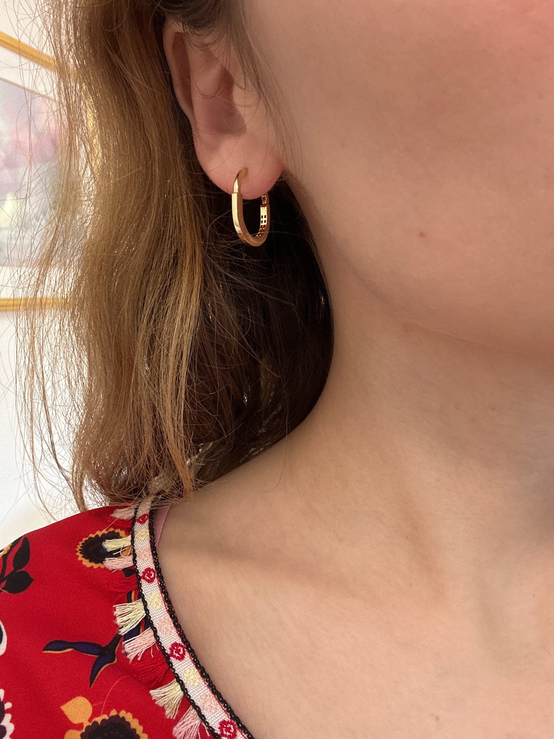 18k gold lock earrings, 15x20mm, 2.83g