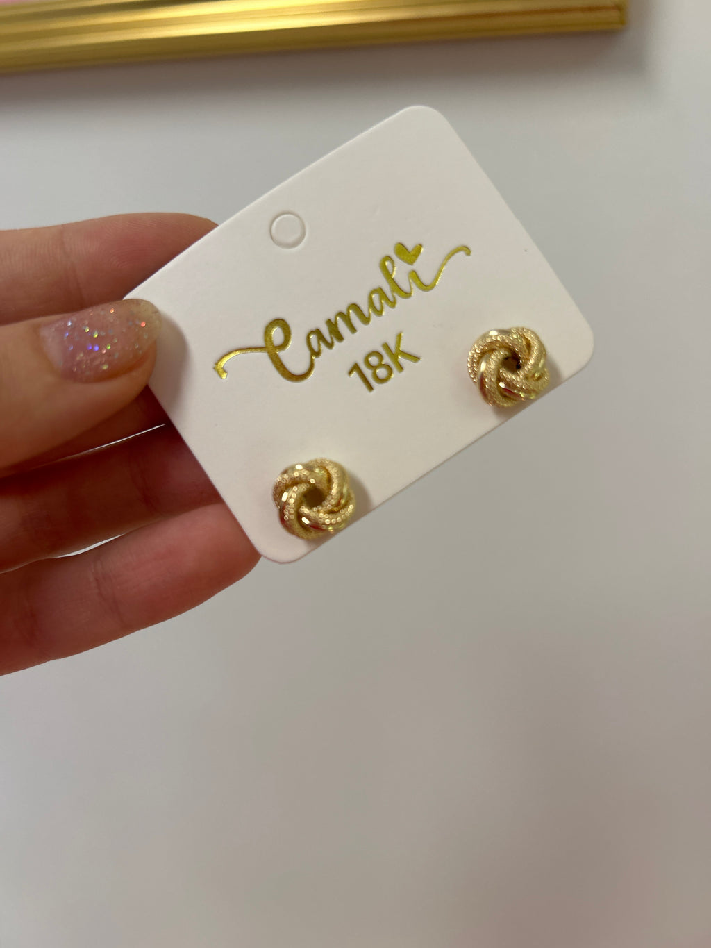 18k gold love knot earrings, 12mm,  1.94g