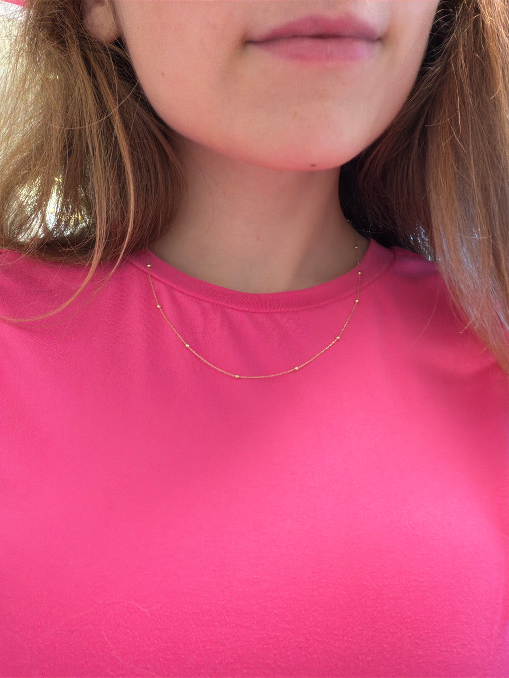 18k gold thin beaded chain, 1.24g, 45cm