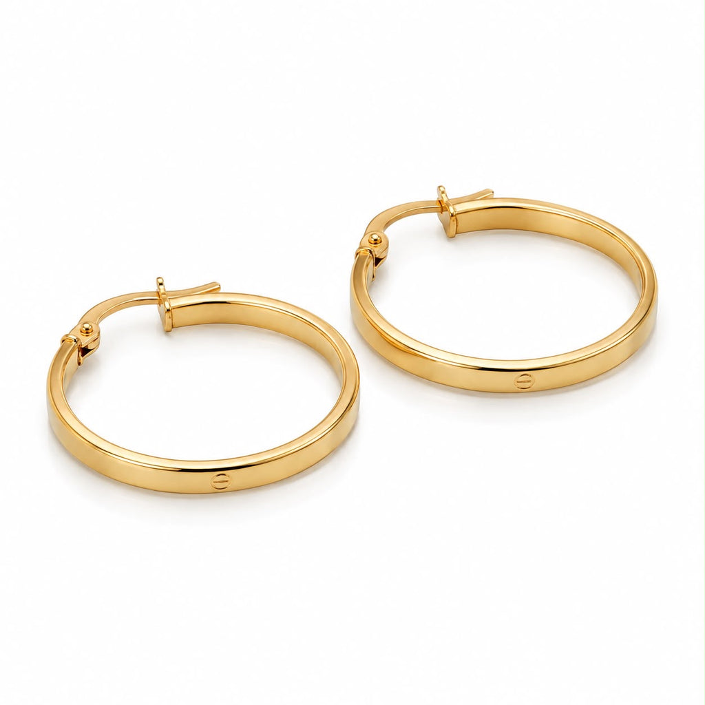 18k gold hoops, love style, 1.14g