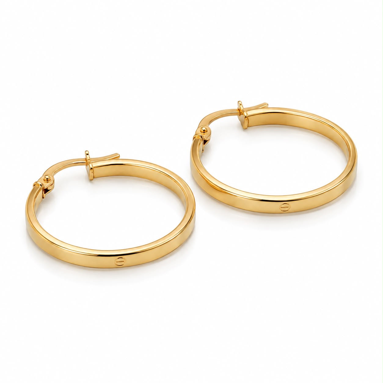18k gold hoops, love style, 1.14g