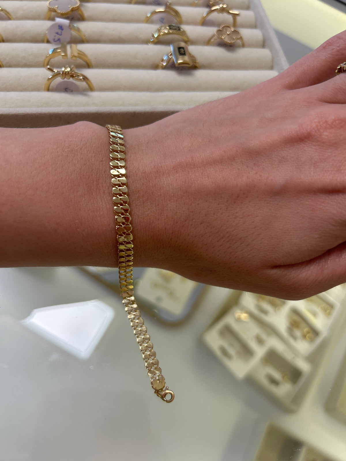 Bracelet double Damas en or 18 carats, 17 cm. 4,25 g