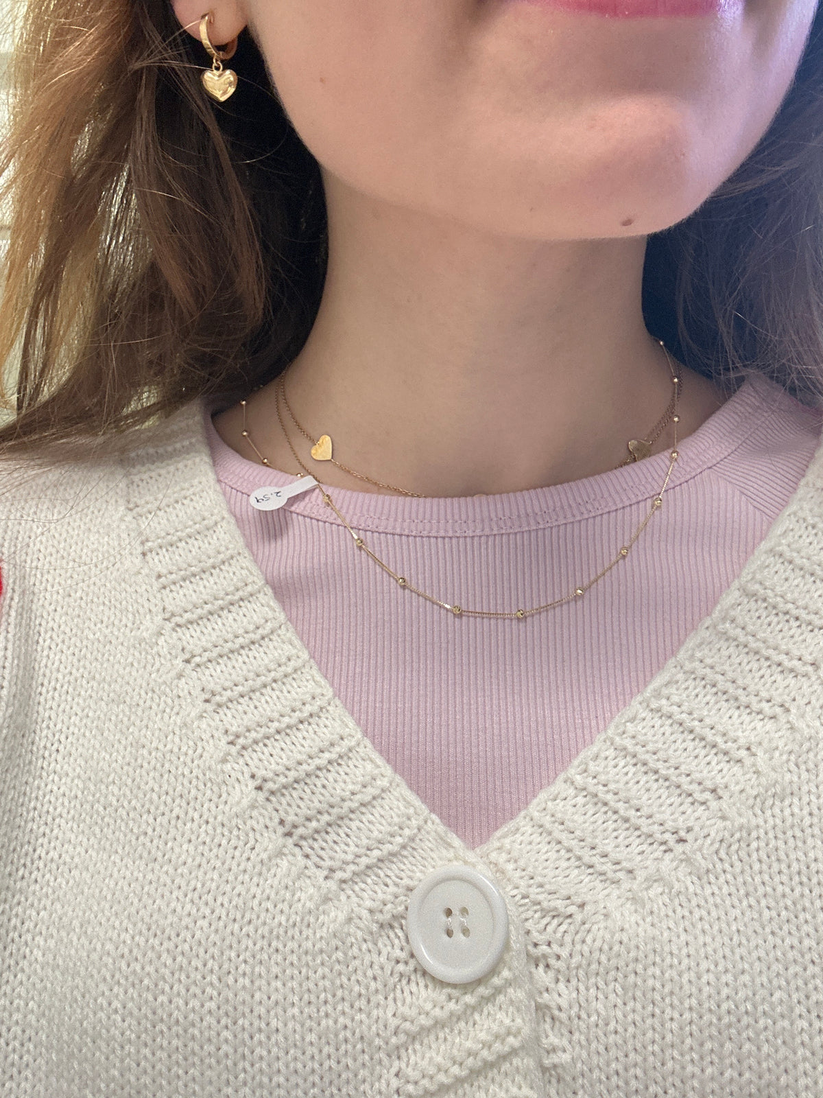 18k gold beaded box chain, 2.59g, 45cm