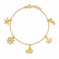 Bracelet de cheville en or 18 carats, breloques marines, ajustable de 23 à 25 cm, 2,27 g