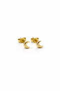 18k gold small moon studs, 0.86g