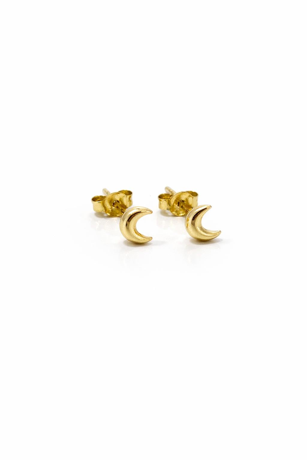 18k gold small moon studs, 0.86g