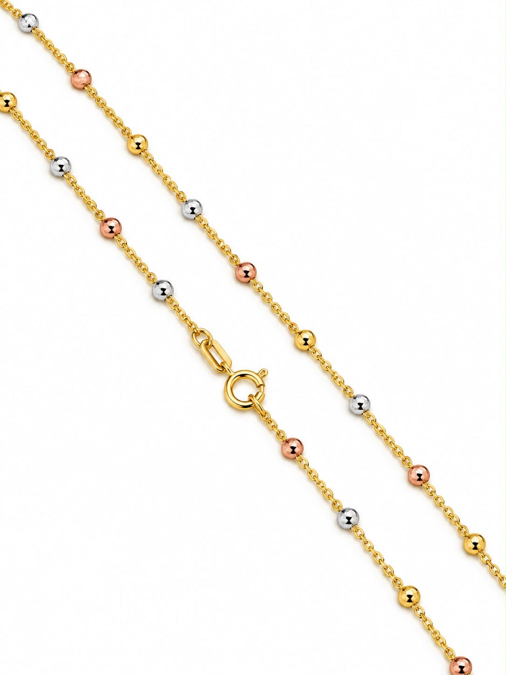 18k tritone beaded chain, 2.26g, 45cm
