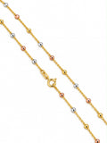 18k tritone beaded chain, 2.26g, 45cm
