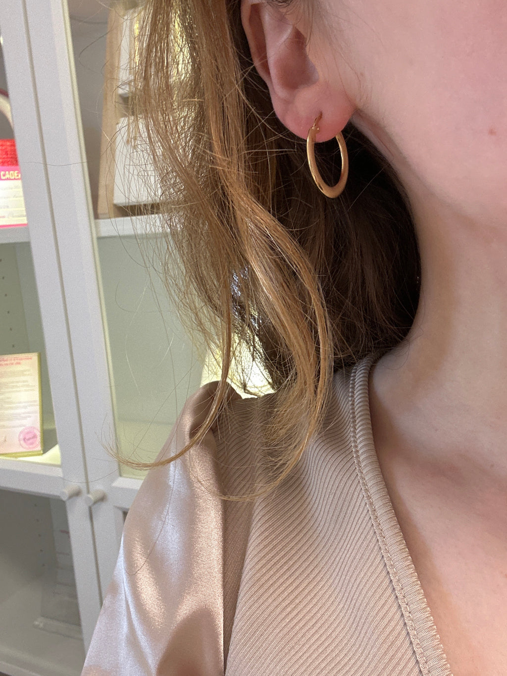 18K Gold Hoops, 23mm, 2.43g