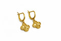 18k gold dangling clover earring, big size 15mm, 3.51g