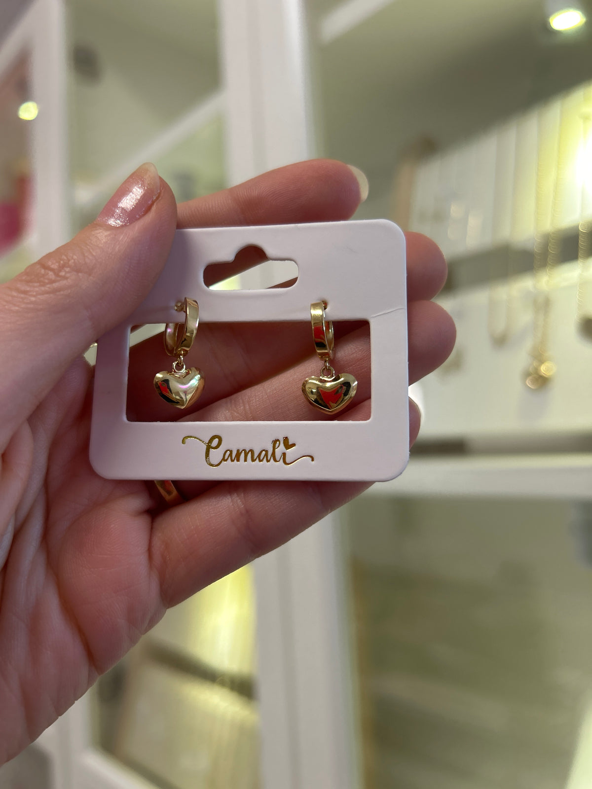 18k gold hearts dangling earrings, 2.16g